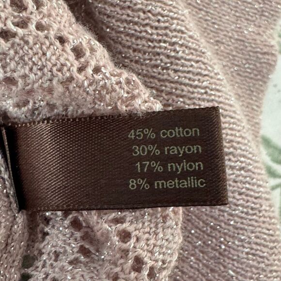 The Limited Silver Shimmery Open Knit Pullover Long Sleeve Layering Shirt S - Picture 4 of 6